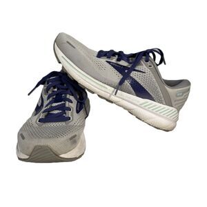 Brooks Women Adrenaline GTS 22 Running Walking Shoes Gray Purple Size 9 D Wide